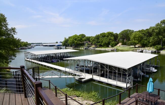 Resident lakeside dock and boat storage Eagle Mountain Lake at The Legends at Eagle Mountain Lake, Fort Worth, Texas