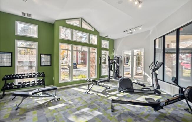 Fitness center with strength training equipment