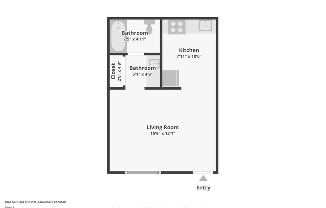 Studio, 1 bath, 366 sqft, $1,225, Unit 47