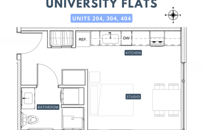 Studio, 1 bath, 285 sqft, $1,425, Unit 304