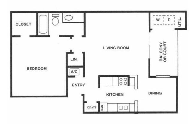 1 bed, 1 bath, 764 sqft, $899