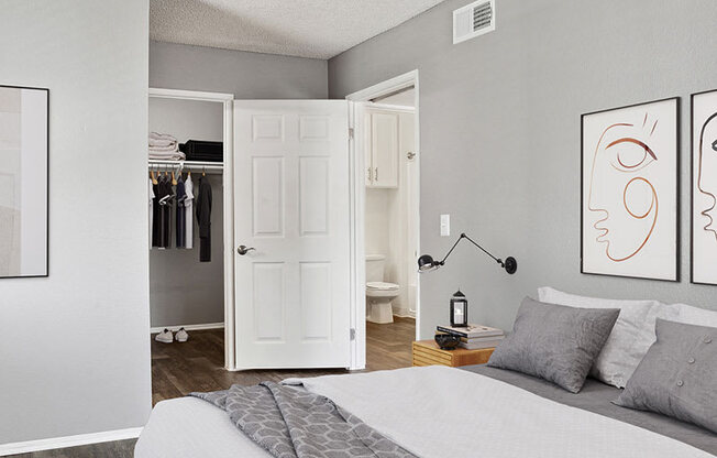 Model bedroom at Parkway Club Apartments