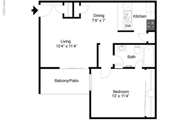 1 bed, 1 bath, 630 sqft, $1,170