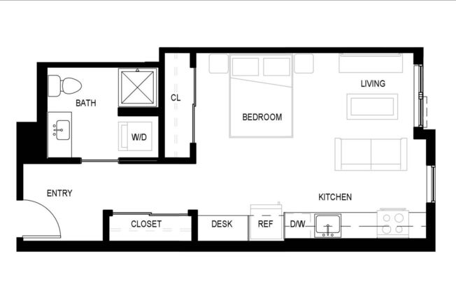 Studio, 1 bath, 505 sqft, $1,953