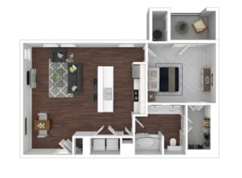 1 bed, 1 bath, 687 sqft, $1,422