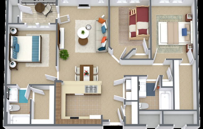 3 beds, 2 baths, 1,198 sqft, $1,550, Unit 815 - 103