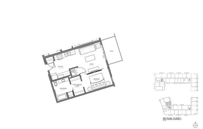 1 bed, 1 bath, 628 sqft, $1,375, Unit 104-B