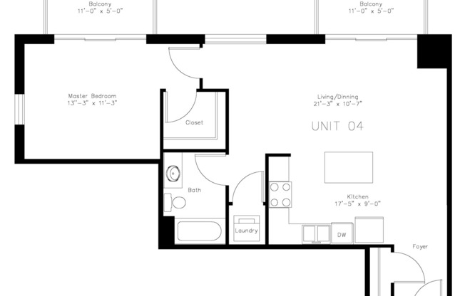 1 bed, 1 bath, 831 sqft, $1,925, Unit 604