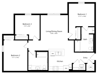 3 beds, 2 baths, 1,166 sqft, $1,507