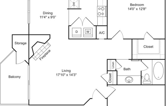 1 bed, 1 bath, 963 sqft, $949