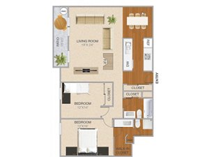 2 beds, 2 baths, 1,081 sqft, $3,620