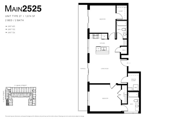 2 beds, 2 baths, 790 sqft, $1,995, Unit APT 726