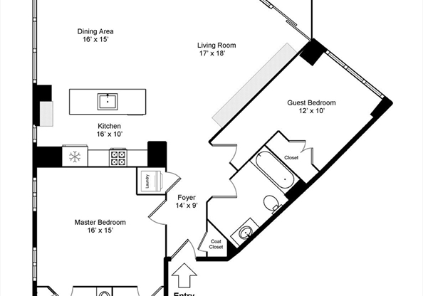 2 beds, 2 baths, 1,435 sqft, $6,990, Unit 501