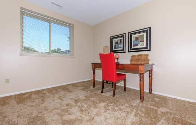 Second bedroom in a standard  at 444 Park Apartments, Ohio, 44143unit with plush carpeting