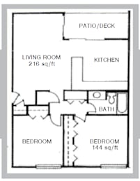 2 beds, 1 bath, 850 sqft, $1,105