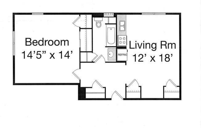 1 bed, 1 bath, 565 sqft, $1,850, Unit 210