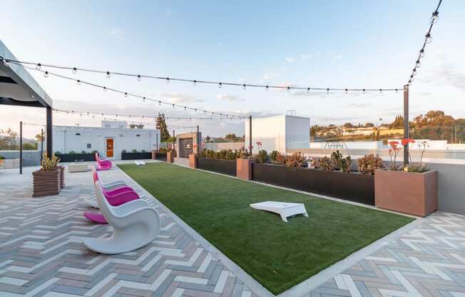 outdoor lounge area at Gravity, California