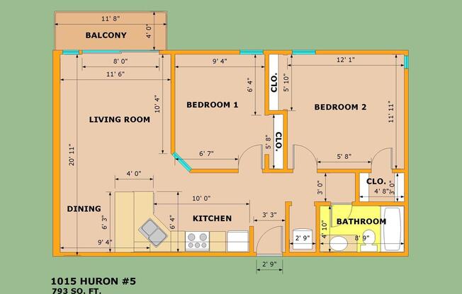 2 beds, 1 bath, 768 sqft, $2,450, Unit 05