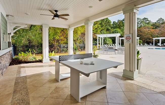 Outdoor ping pong table at The serve at Mayfaire Apartments, Wilmington NC