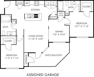 2 beds, 2 baths, 1,156 sqft, $1,604