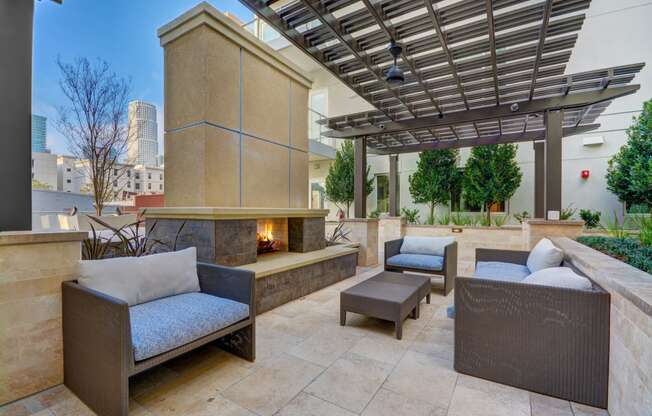 Beautiful Courtyard With Fireplace at South Park by Windsor, Los Angeles, California