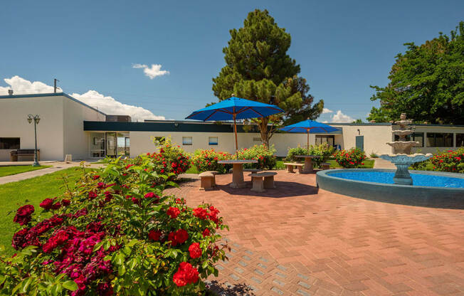 Rose Garden Fountain at Blue Agave Villas in Rio Rancho New Mexico