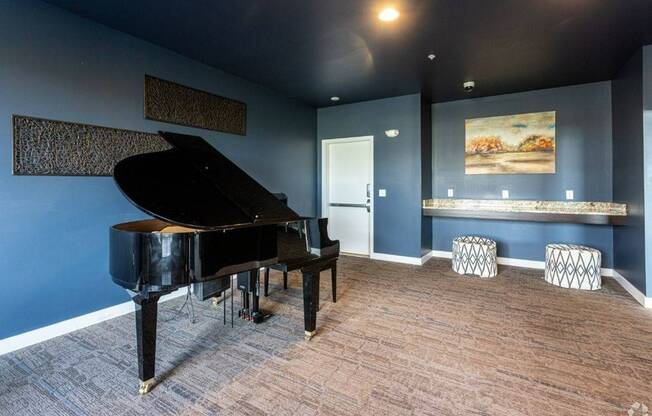 Piano Room at Waterside at RiverPark Place Apartments In Downtown Louisville, Kentucky