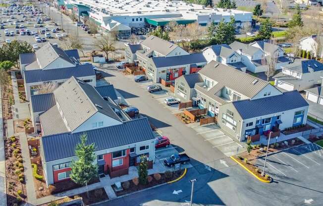 an aerial view of houses in a neighborhood