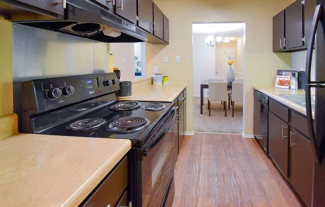 our apartments showcase a modern kitchen at Riverset Apartments in Mud Island, Memphis, TN
