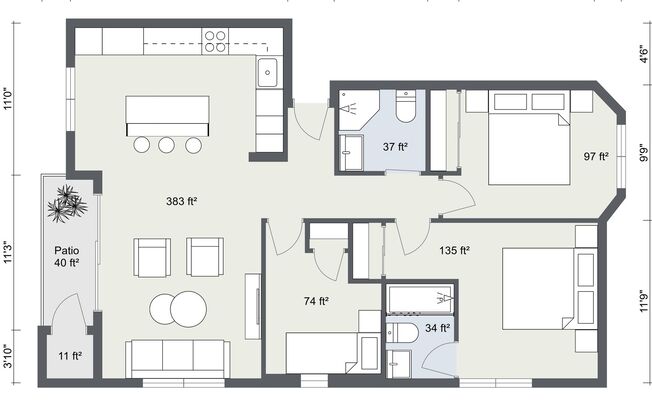 3 beds, 2 baths, 1,100 sqft, $3,295, Unit 17