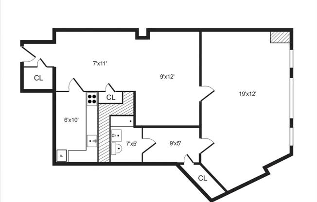 1 bed, 1 bath, 639 sqft, $2,295, Unit B711