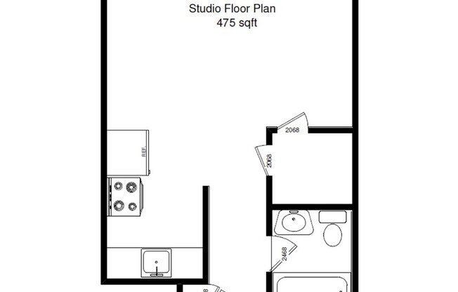 Studio, 1 bath, 475 sqft, $995, Unit EP 204