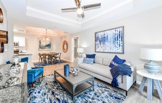 Trendy Living Room at The Bluestone Apartments, Bluffton