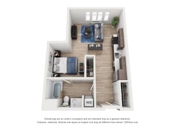 Studio, 1 bath, 656 sqft, $1,699