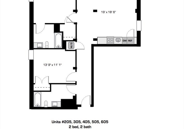 2 beds, 2 baths, 1,103 sqft, $4,050, Unit 505