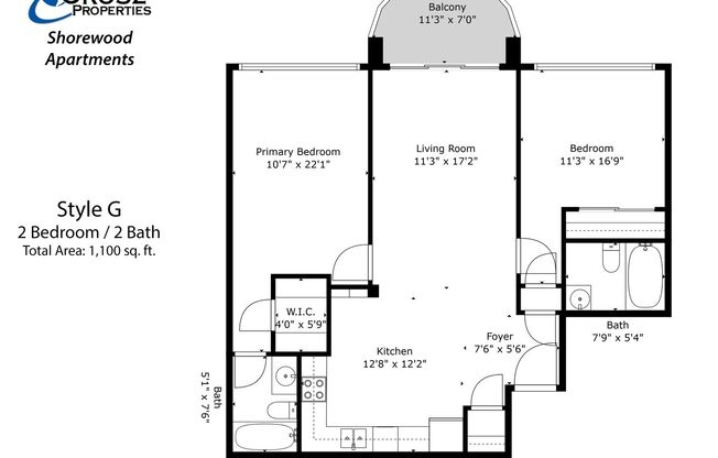 2 beds, 2 baths, 1,100 sqft, $1,795, Unit 301