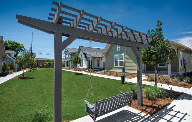 courtyard with bench swing