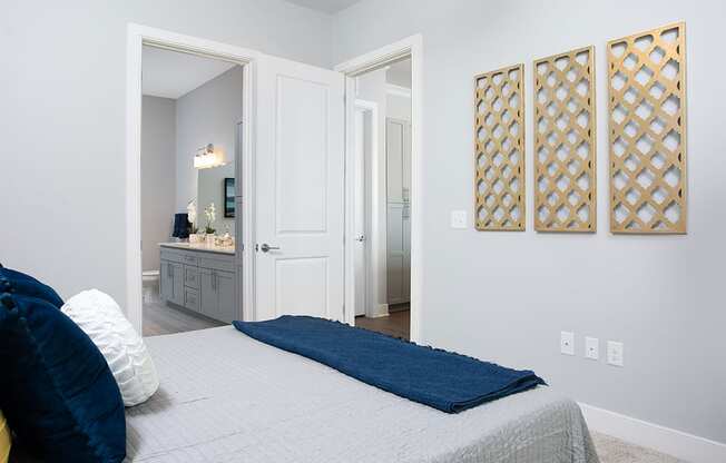 Bedroom with bed at St Mary's Square North Apartments, Raleigh, NC