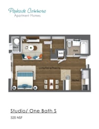 Studio, 1 bath, 560 sqft, $1,983