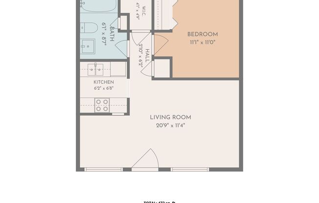 1 bed, 1 bath, 472 sqft, $1,045, Unit Unit 106