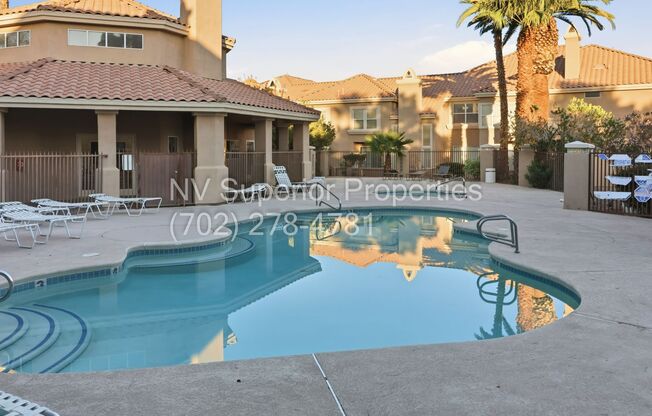 SW!!! 2 Bedroom Condo 1st Floor!! 2 Garage!! Gated!! Community Pool!! Fitness Room!! 2 Primary Bedrooms & Baths!!  No Carpets!!