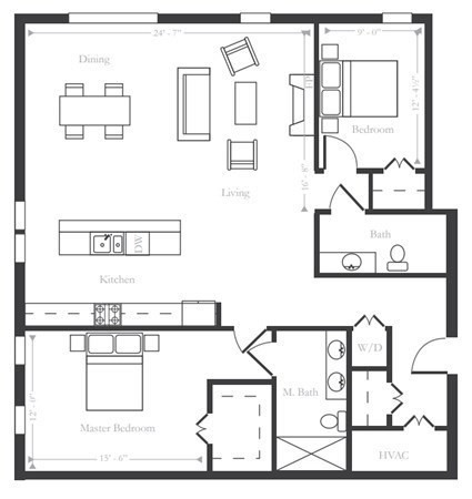 2 beds, 2 baths, 1,222 sqft, $4,700, Unit 20