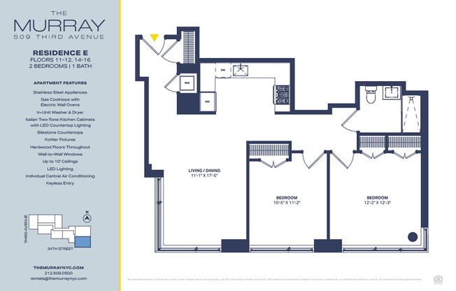 2 beds, 1 bath, $7,850, Unit 14E