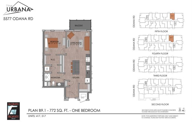 1 bed, 1 bath, 772 sqft, $1,740, Unit 517