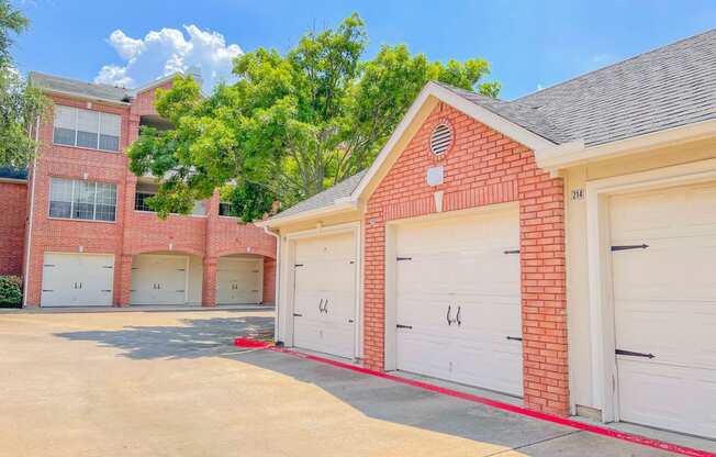 Detached garage parking at Turnberry Isle Apartments in Dallas, TX.