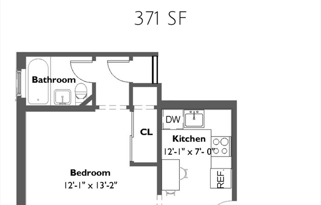 Studio, 1 bath, 317 sqft, $1,900, Unit 4