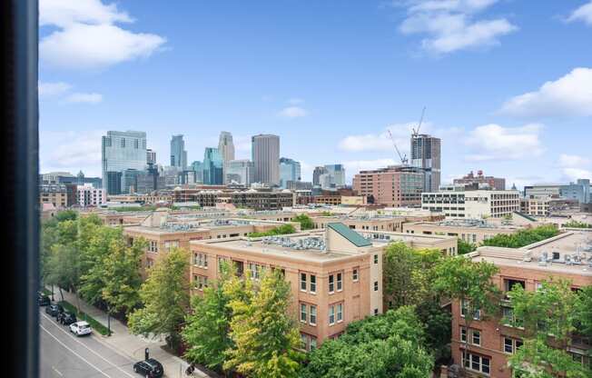 a view of the minneapolis skyline at Gaar Scott Historic Lofts, Minneapolis, Minnesota