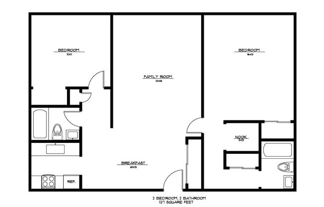 2 beds, 2 baths, 1,127 sqft, $1,275