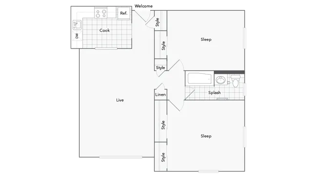 2 beds, 1 bath, 870 sqft, $2,469