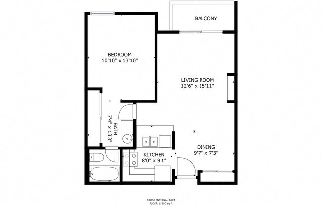 1 bed, 1 bath, $1,750